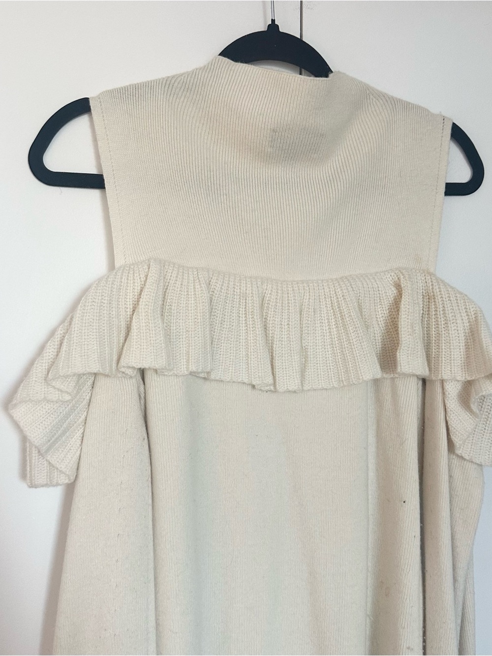 Intermix Ruffle Cold Shoulder Sweater - Cream - Picture 8 of 8